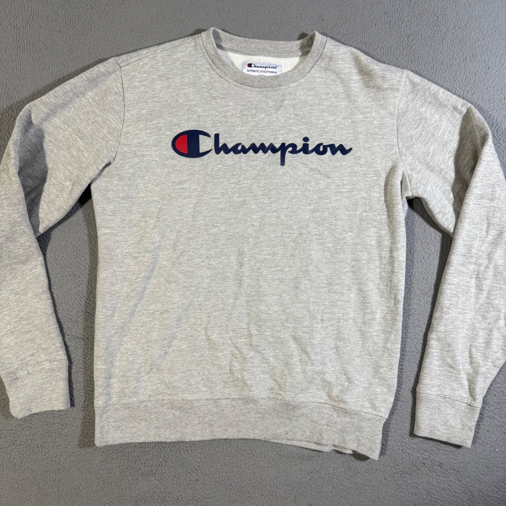 Champion Authentic Athletic Wear Gray Crew Neck Sweatshirt Mens Size Small